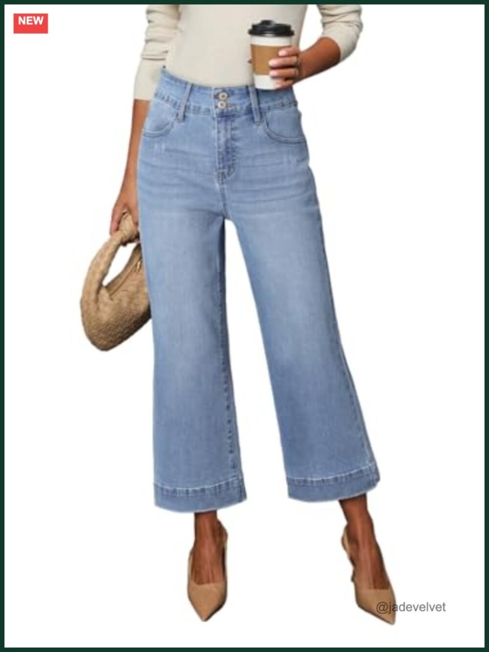 High Waisted Wide Leg Baggy Jeans Denim 7 Points Ankle Length Stretchable